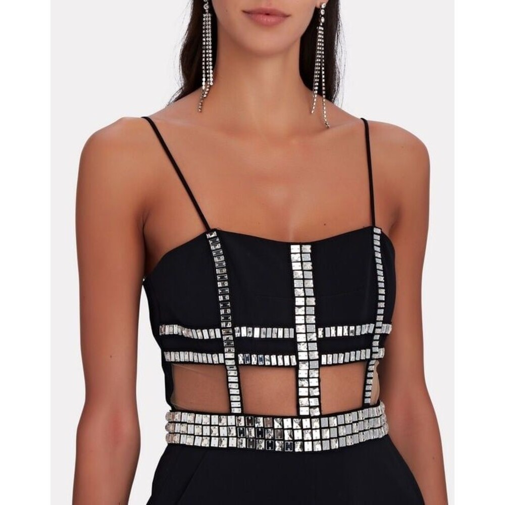 Cage Embellished Black Jumpsuit NWT S-L - Picture 3 of 5